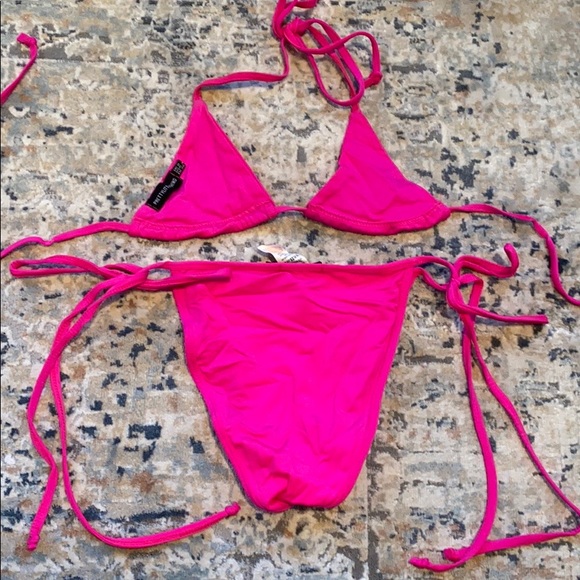 PrettyLittleThing | Swim | Hot Pink Triangle String Bikini | Poshmark